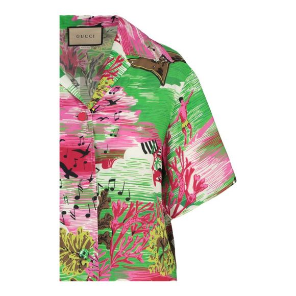 Gucci Music Ocean Print Bowling Shirt - Picture 3 of 4